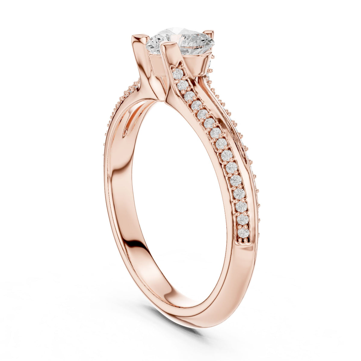 Heart Accented Lab Grown Diamond Engagement Ring