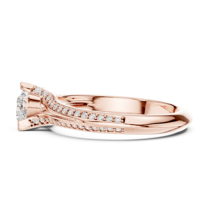 Heart Accented Lab Grown Diamond Engagement Ring