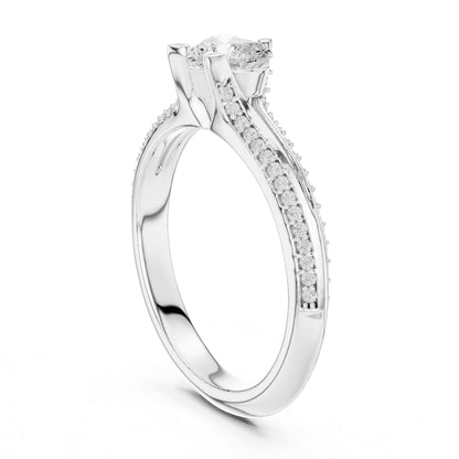 Heart Accented Lab Grown Diamond Engagement Ring