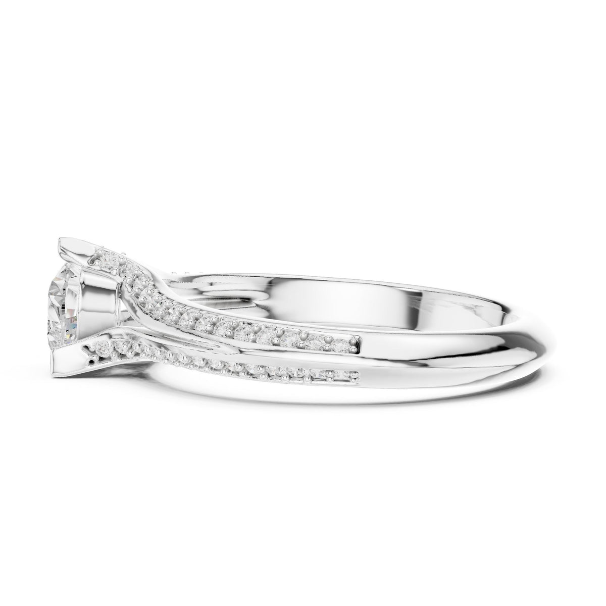 Heart Accented Lab Grown Diamond Engagement Ring