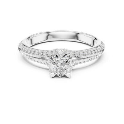 Heart Accented Lab Grown Diamond Engagement Ring