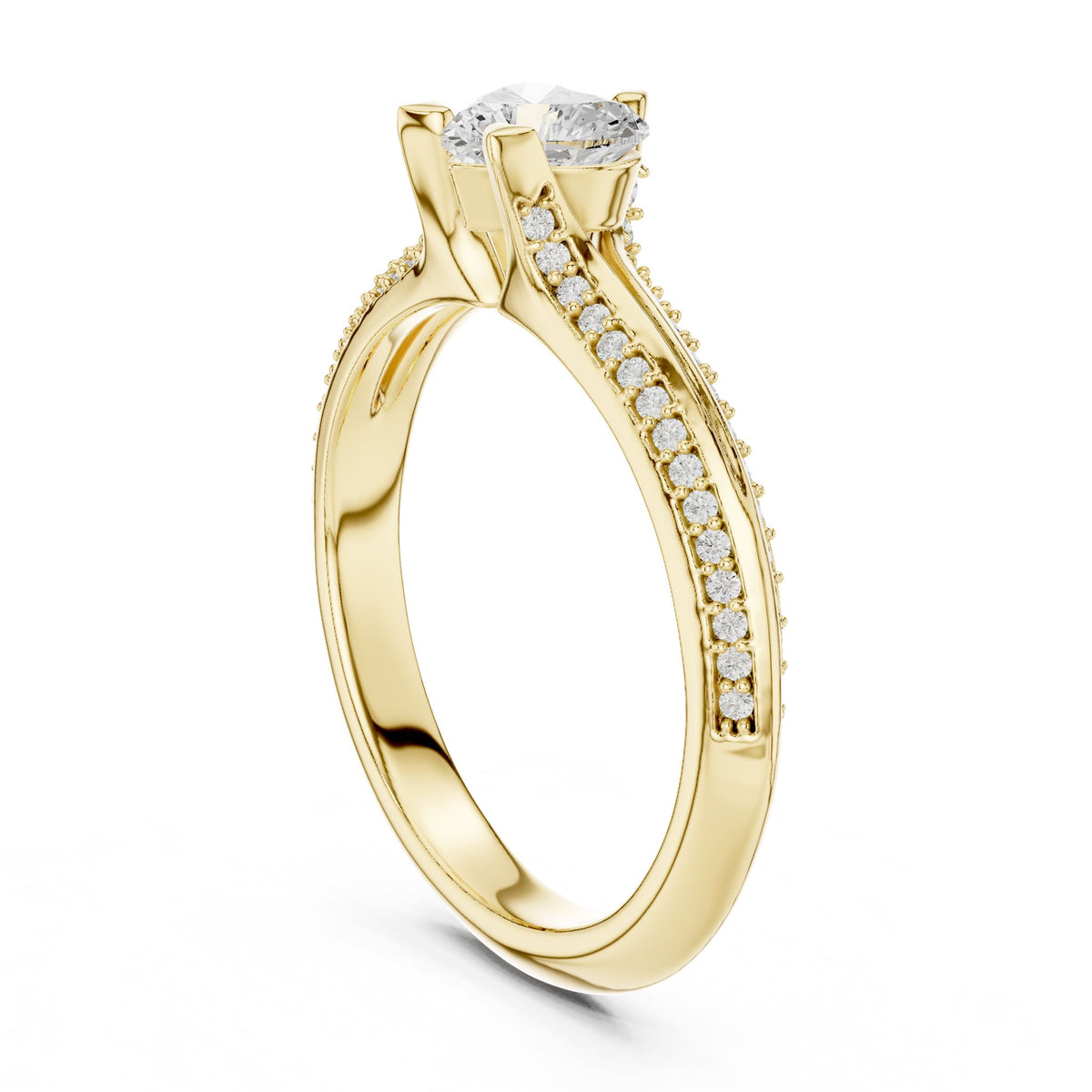 Heart Accented Lab Grown Diamond Engagement Ring