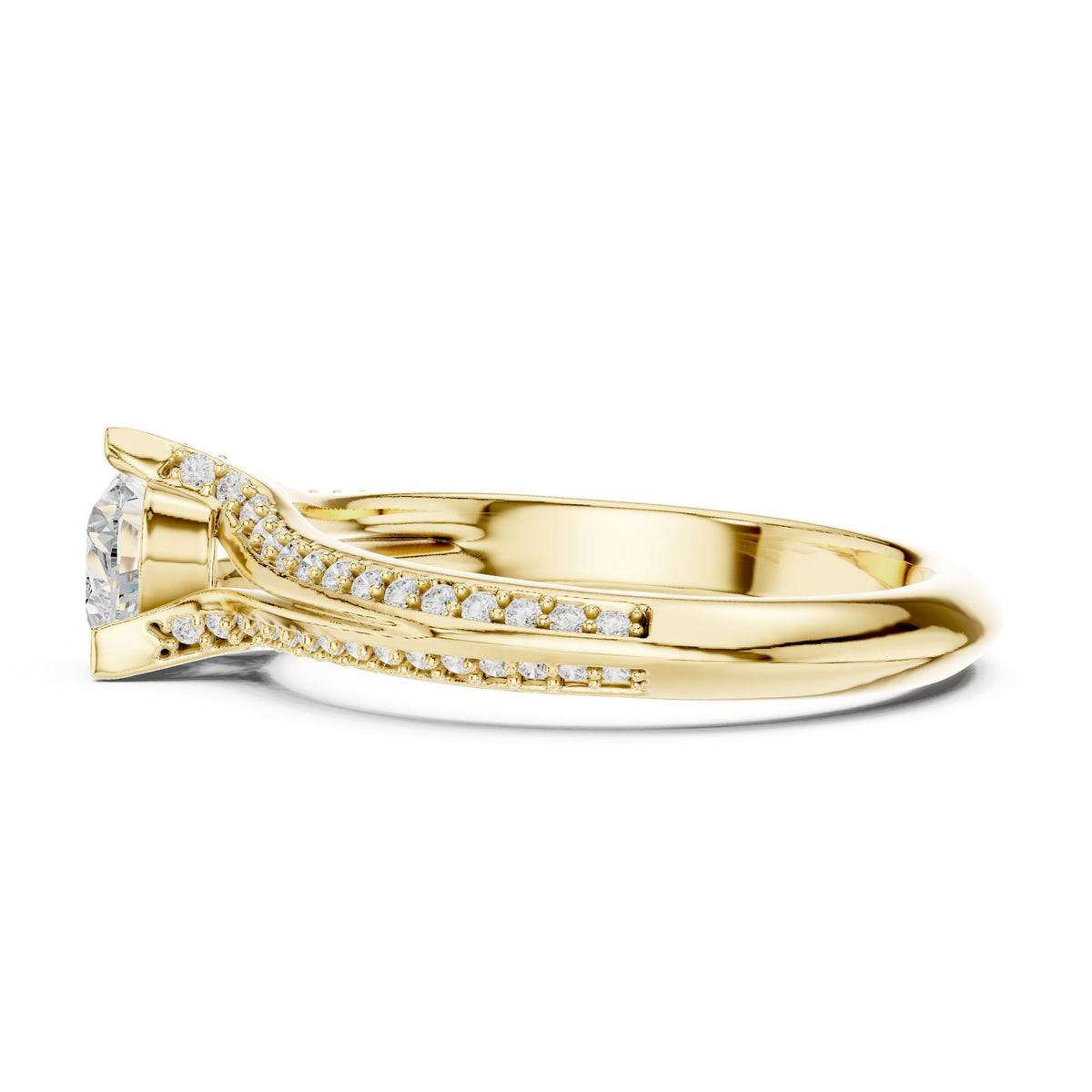 Heart Accented Lab Grown Diamond Engagement Ring