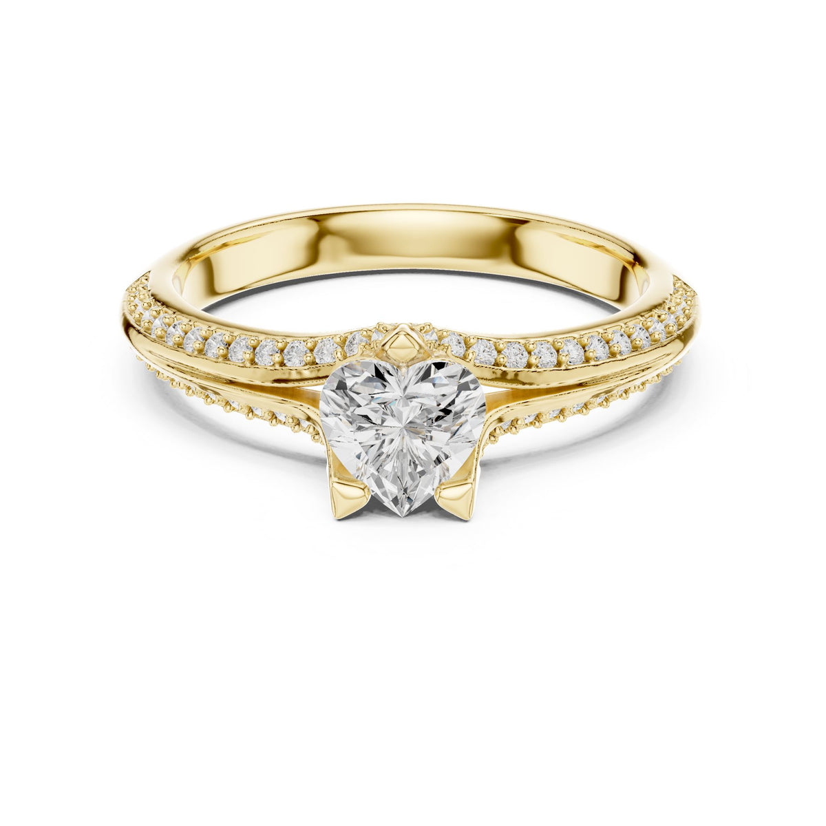 Heart Accented Lab Grown Diamond Engagement Ring