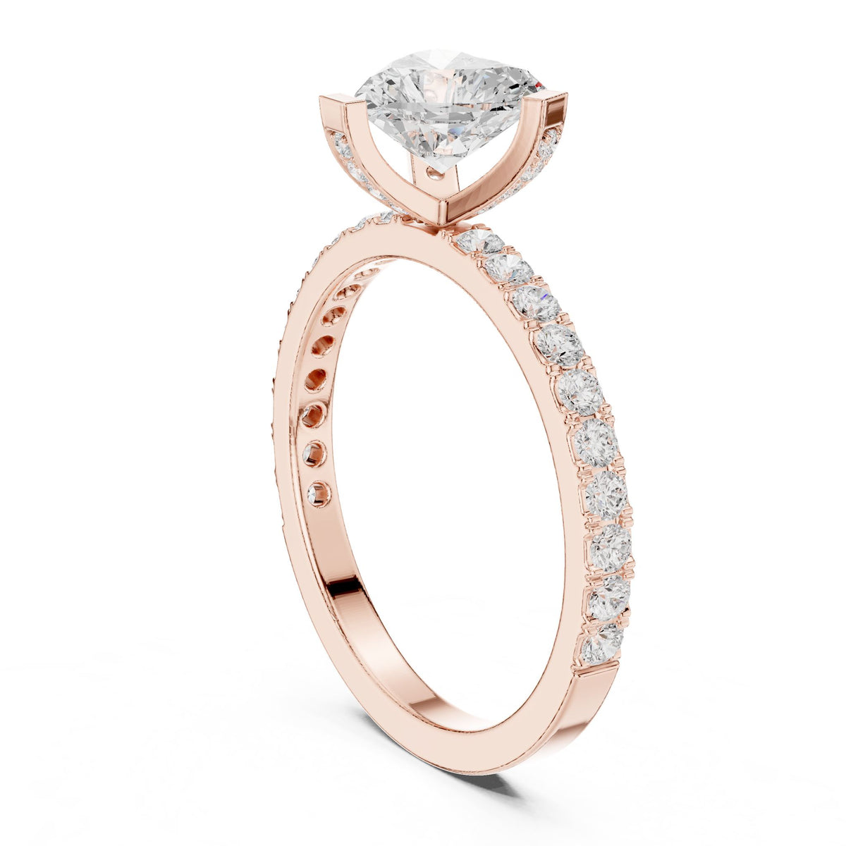 Heart Accented Lab Grown Diamond Engagement Ring