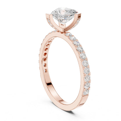 Heart Accented Lab Grown Diamond Engagement Ring