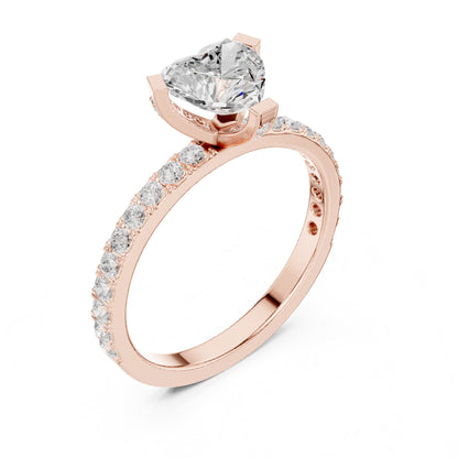 Heart Accented Lab Grown Diamond Engagement Ring
