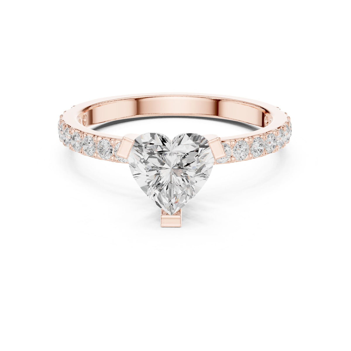 Heart Accented Lab Grown Diamond Engagement Ring