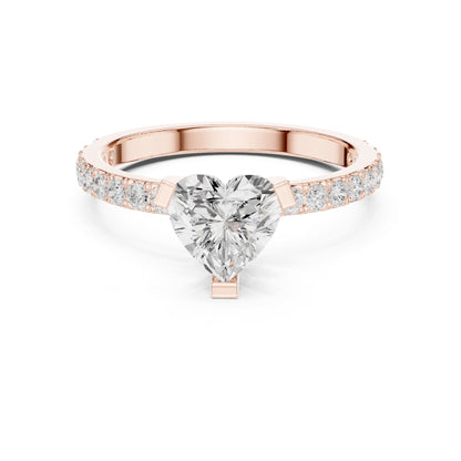Heart Accented Lab Grown Diamond Engagement Ring
