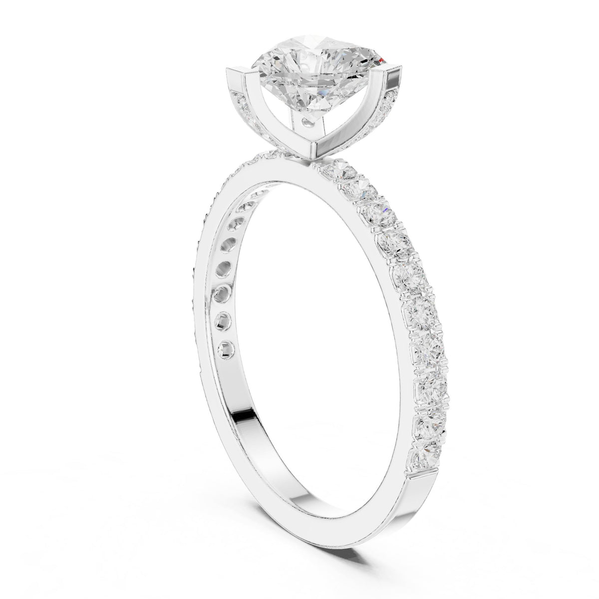 Heart Accented Lab Grown Diamond Engagement Ring