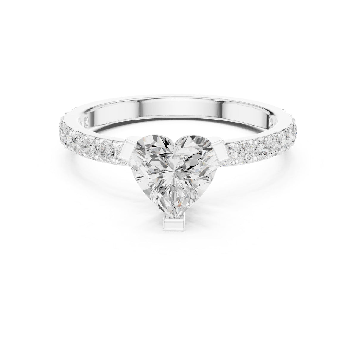 Heart Accented Lab Grown Diamond Engagement Ring