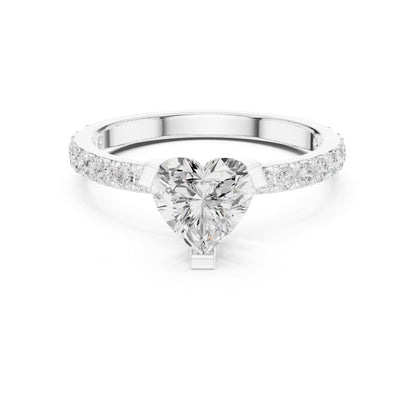 Heart Accented Lab Grown Diamond Engagement Ring