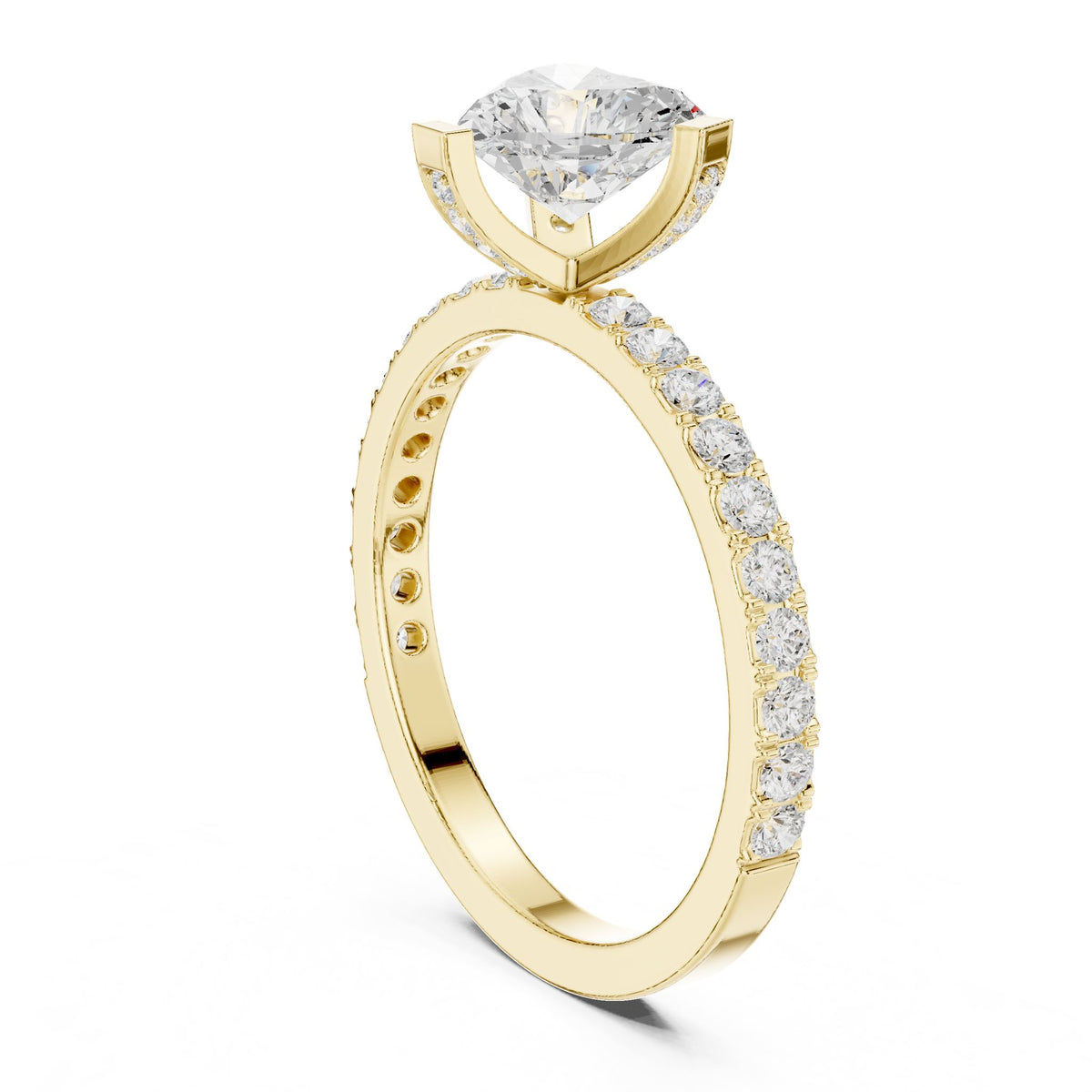 Heart Accented Lab Grown Diamond Engagement Ring