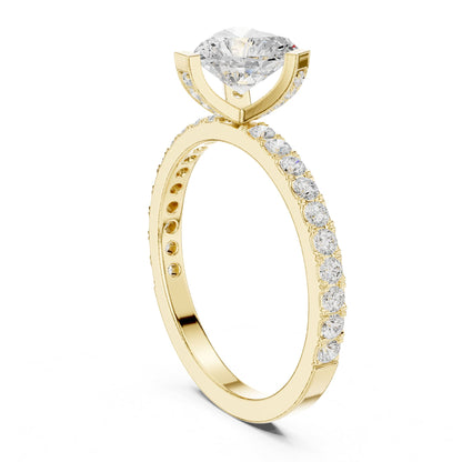 Heart Accented Lab Grown Diamond Engagement Ring