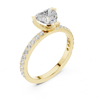 Heart Accented Lab Grown Diamond Engagement Ring