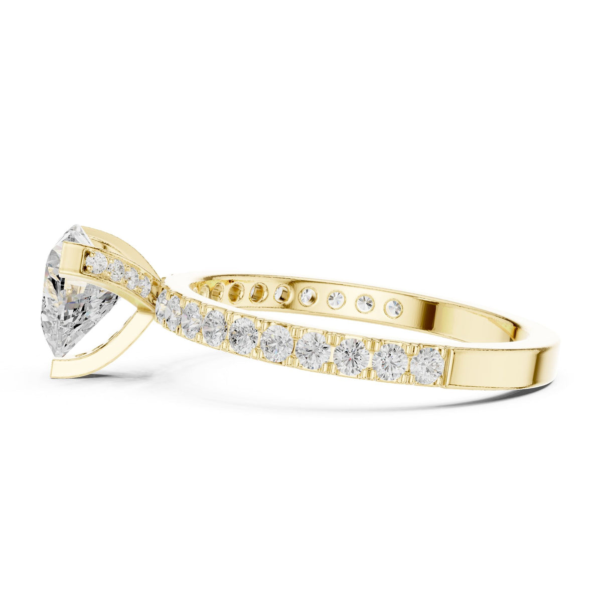 Heart Accented Lab Grown Diamond Engagement Ring