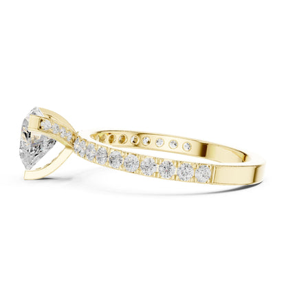 Heart Accented Lab Grown Diamond Engagement Ring