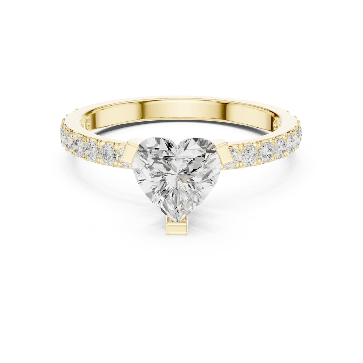 Heart Accented Lab Grown Diamond Engagement Ring