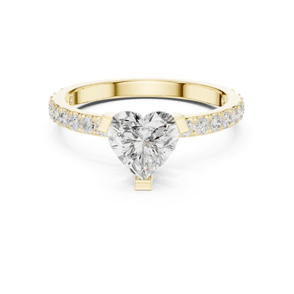 Heart Accented Lab Grown Diamond Engagement Ring