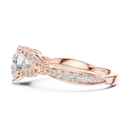 Heart Accented Lab Grown Diamond Engagement Ring