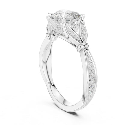 Heart Accented Lab Grown Diamond Engagement Ring
