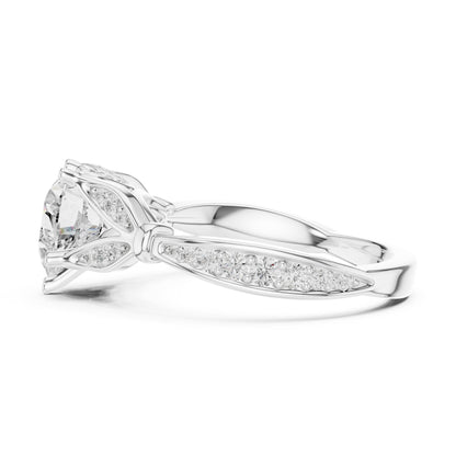 Heart Accented Lab Grown Diamond Engagement Ring