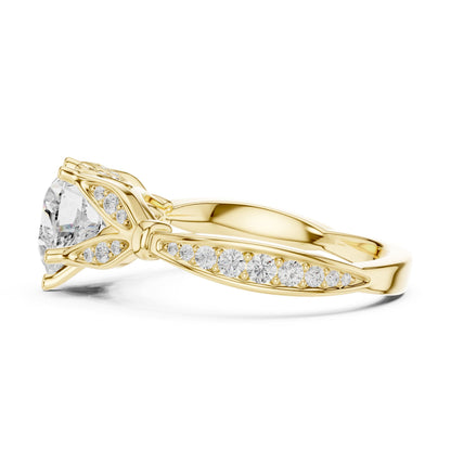 Heart Accented Lab Grown Diamond Engagement Ring