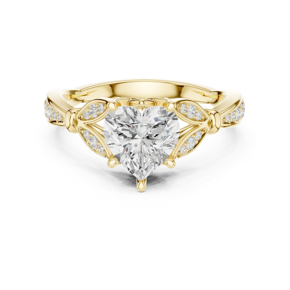 Heart Accented Lab Grown Diamond Engagement Ring