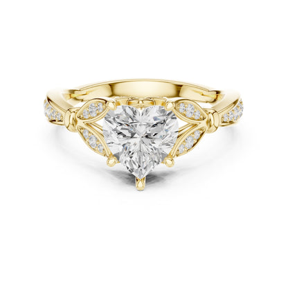 Heart Accented Lab Grown Diamond Engagement Ring