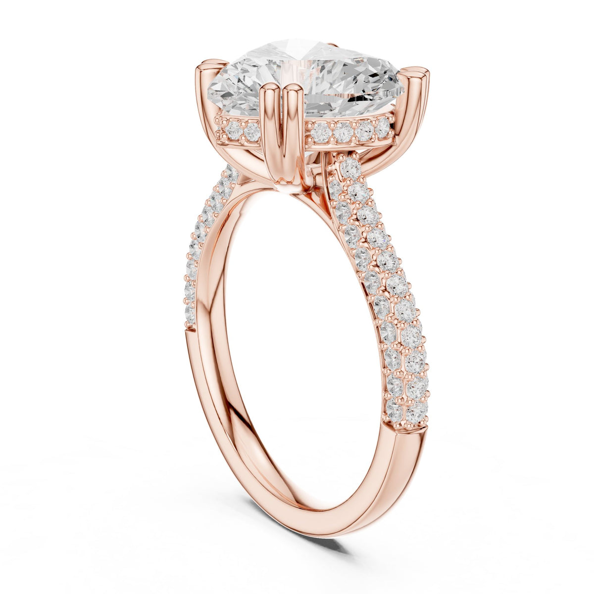 Heart Accented Lab Grown Diamond Engagement Ring