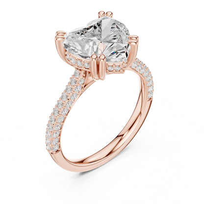 Heart Accented Lab Grown Diamond Engagement Ring