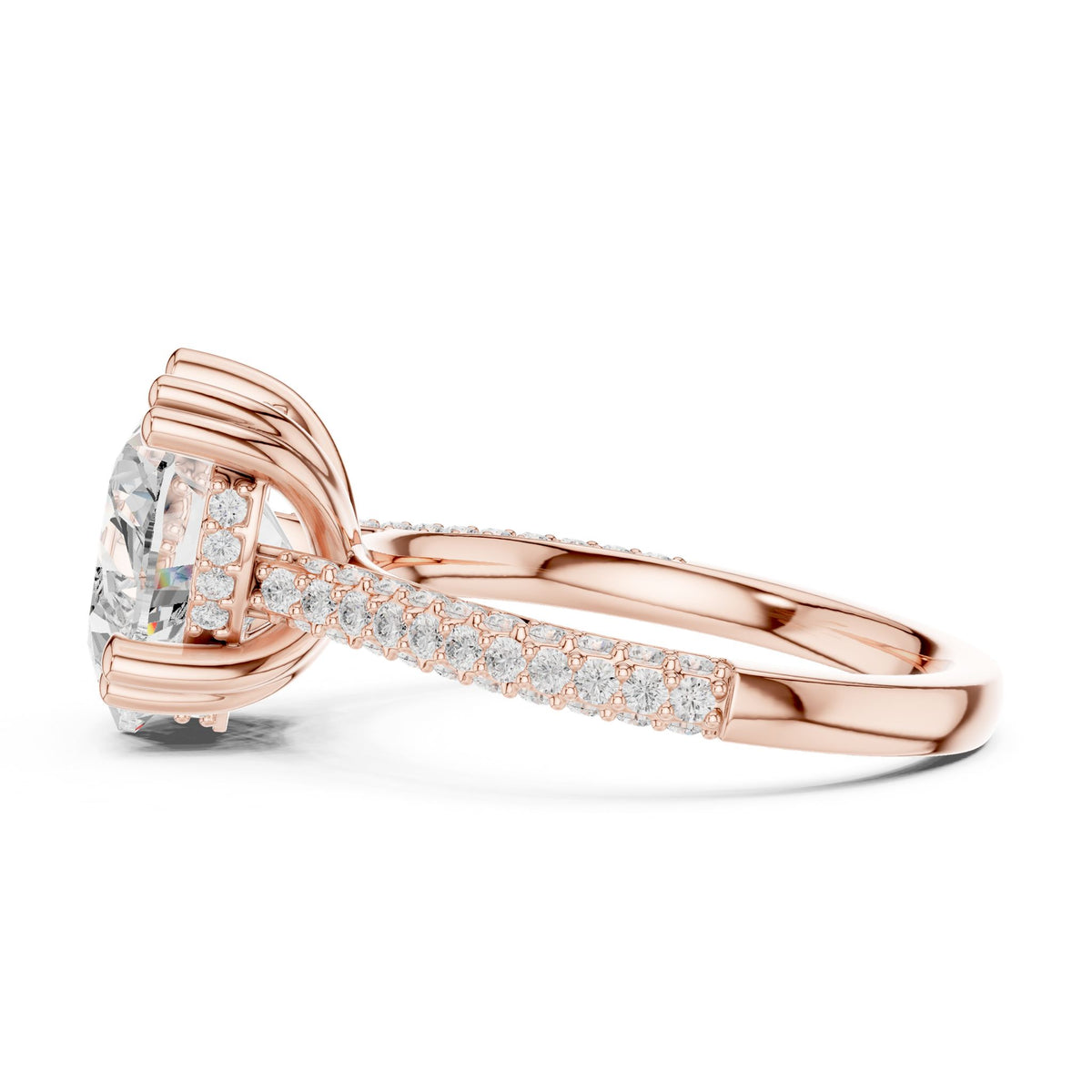 Heart Accented Lab Grown Diamond Engagement Ring