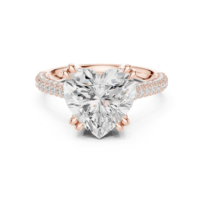 Heart Accented Lab Grown Diamond Engagement Ring