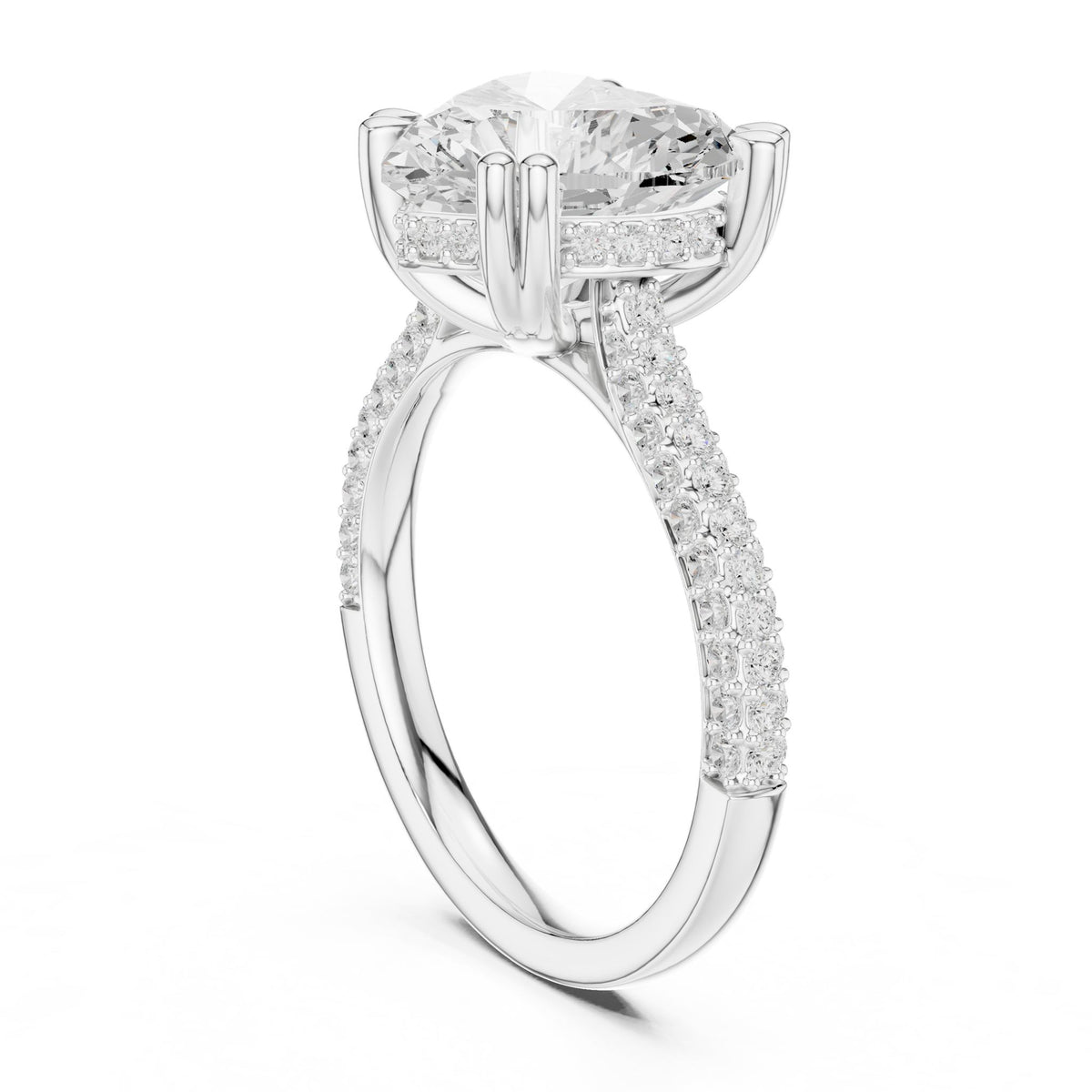 Heart Accented Lab Grown Diamond Engagement Ring