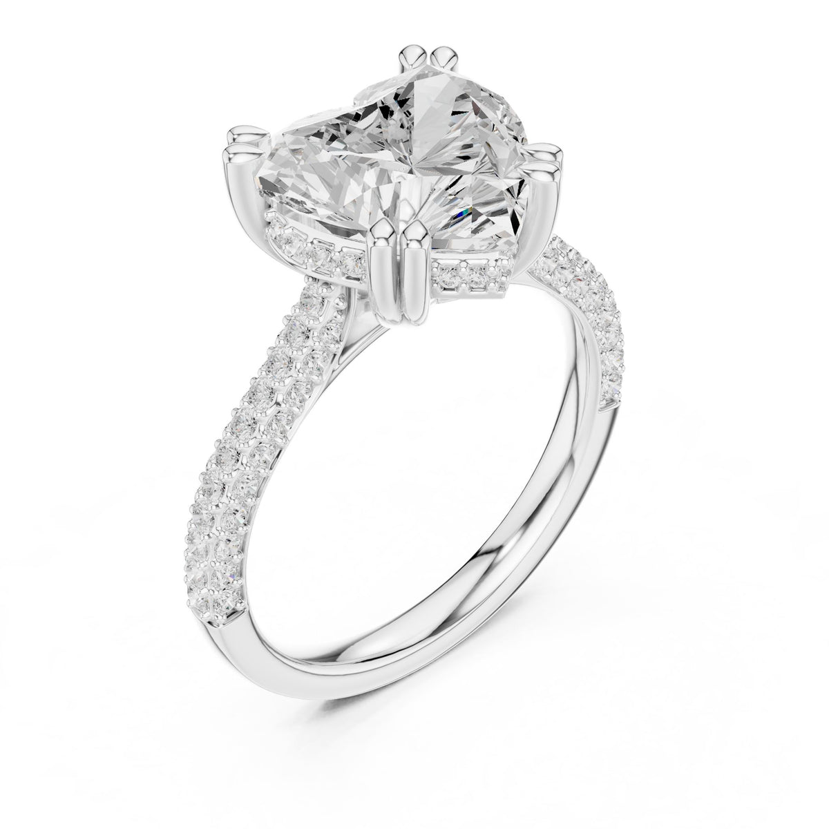 Heart Accented Lab Grown Diamond Engagement Ring