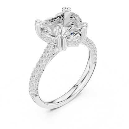 Heart Accented Lab Grown Diamond Engagement Ring