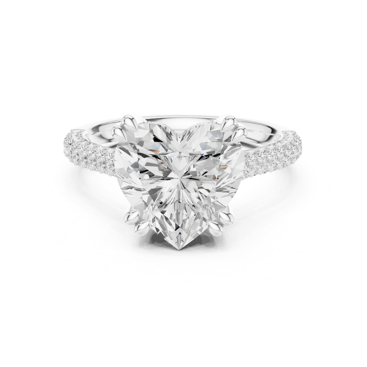 Heart Accented Lab Grown Diamond Engagement Ring