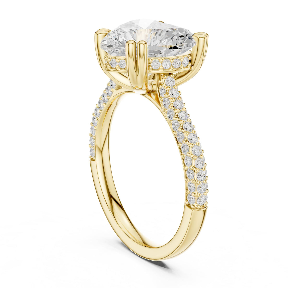 Heart Accented Lab Grown Diamond Engagement Ring