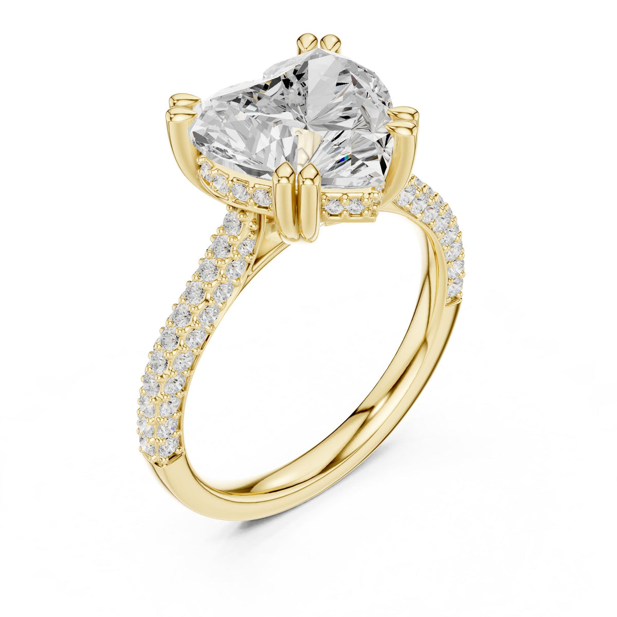 Heart Accented Lab Grown Diamond Engagement Ring