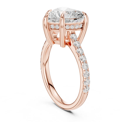 Heart Accented Lab Grown Diamond Engagement Ring