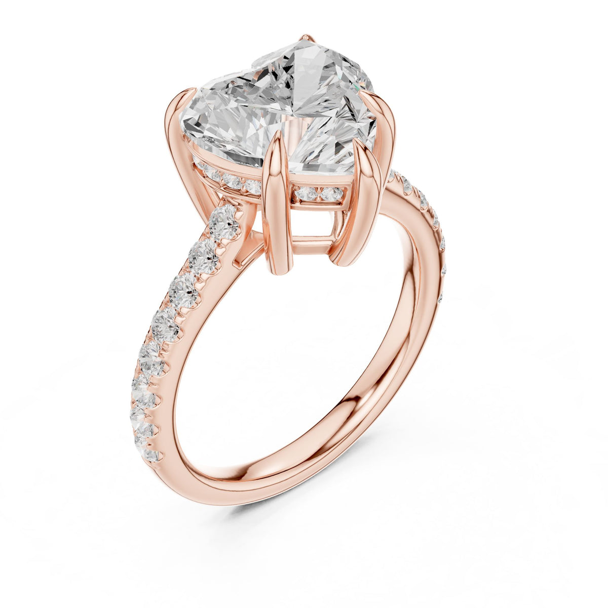 Heart Accented Lab Grown Diamond Engagement Ring