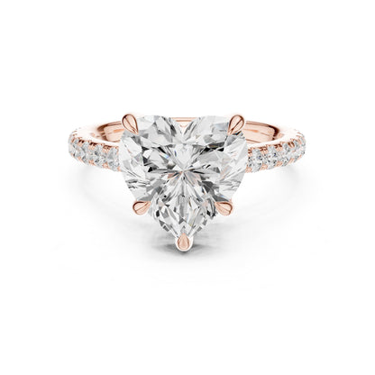Heart Accented Lab Grown Diamond Engagement Ring