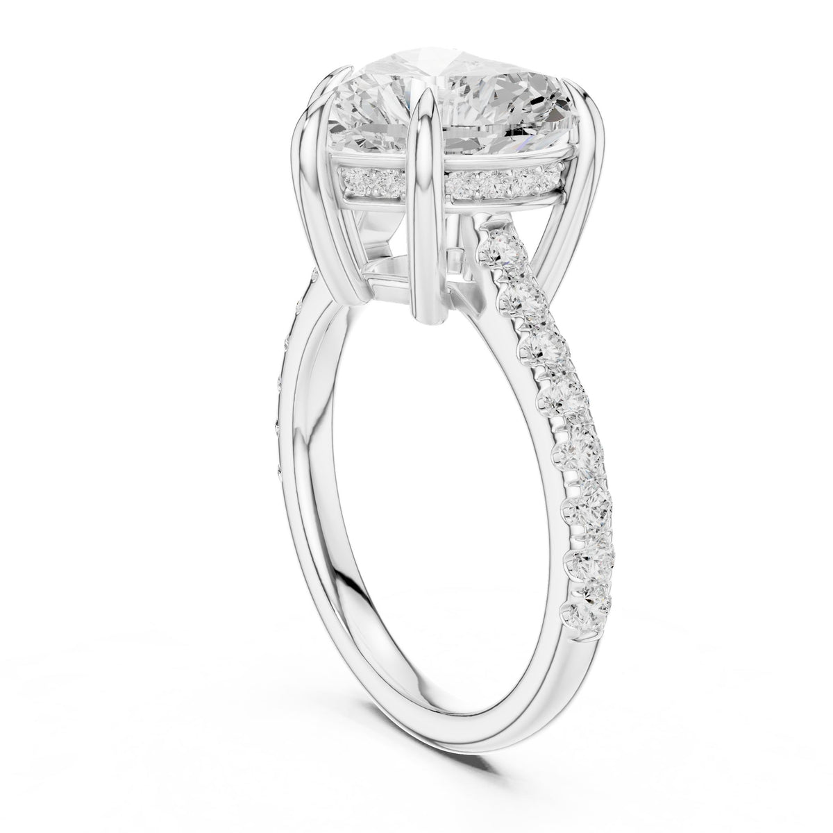 Heart Accented Lab Grown Diamond Engagement Ring
