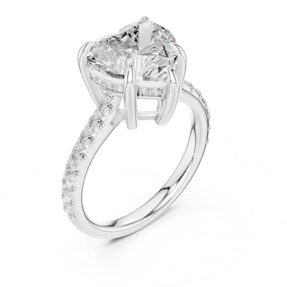 Heart Accented Lab Grown Diamond Engagement Ring