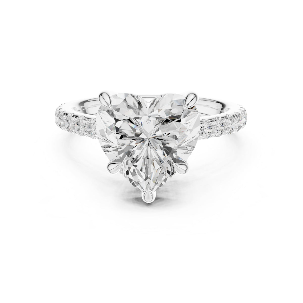 Heart Accented Lab Grown Diamond Engagement Ring