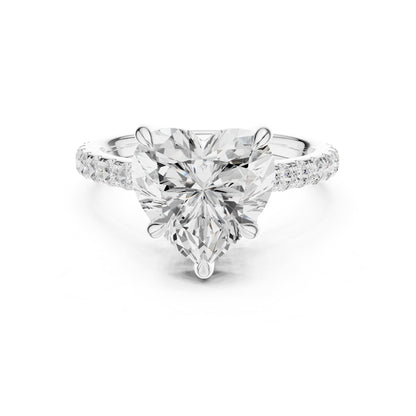 Heart Accented Lab Grown Diamond Engagement Ring
