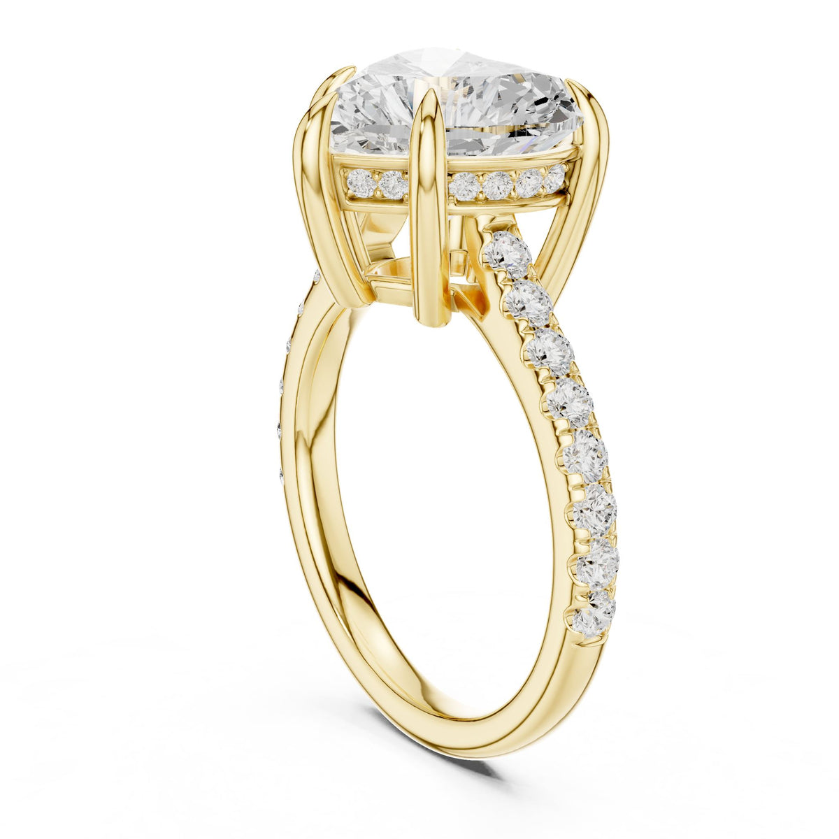 Heart Accented Lab Grown Diamond Engagement Ring