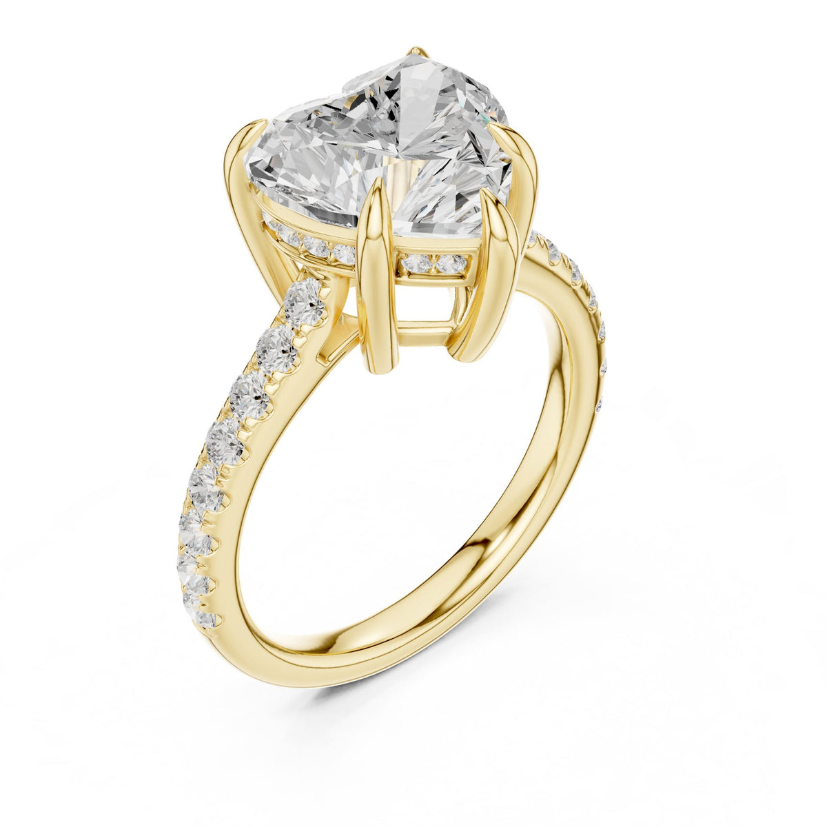 Heart Accented Lab Grown Diamond Engagement Ring