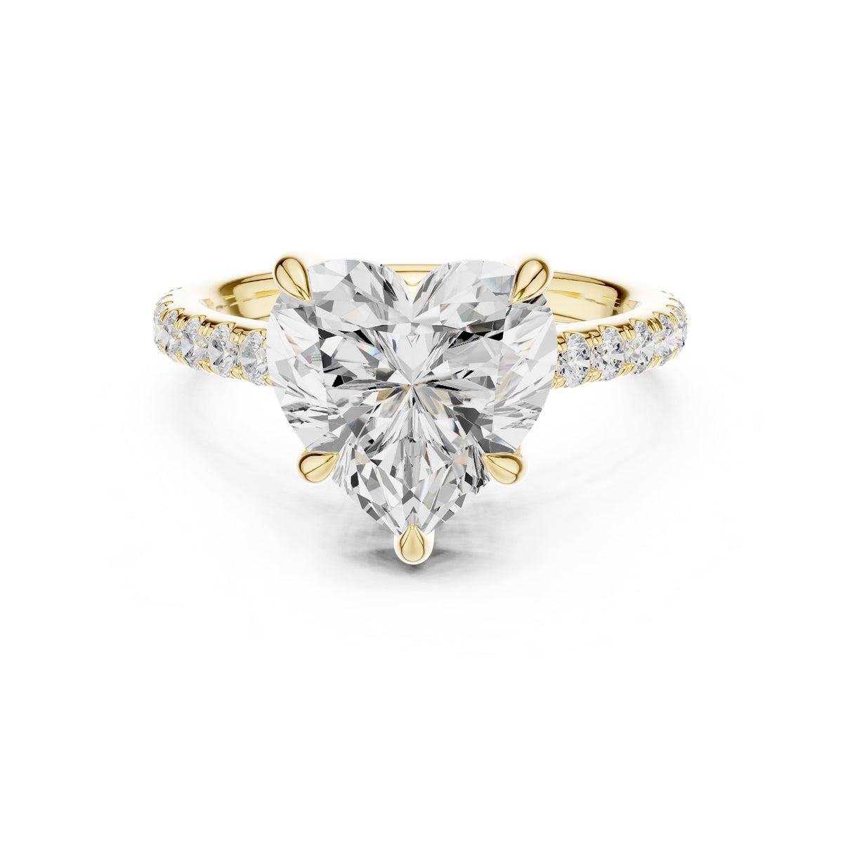 Heart Accented Lab Grown Diamond Engagement Ring