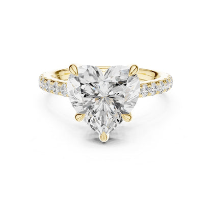 Heart Accented Lab Grown Diamond Engagement Ring